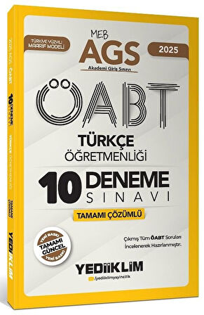 Yediiklim 2025 ÖABT MEB-AGS Türkçe Öğretmenliği 10 Deneme Çözümlü Yediiklim Yayınları