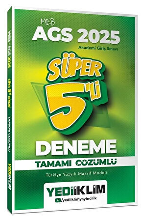 Yediiklim 2025 MEB-AGS Tüm Dersler Süper 5 li Deneme Çözümlü Yediiklim Yayınları