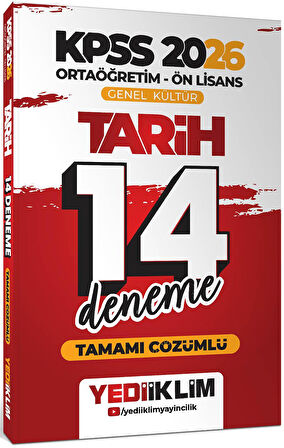 Yediiklim 2026 KPSS Ortaöğretim Ön Lisans Genel Kültür Tarih Tamamı Çözümlü 14 Deneme
