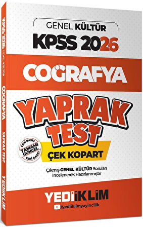 Yediiklim Yayınları 2026 KPSS AGS Genel Kültür Coğrafya Çek Kopart Yaprak Test