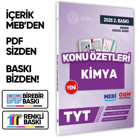2026 YKS-TYT MEBİ-OGM Kimya Pratik Konu Özet Kitabı RENKLİ A4 Boyut Görsel Destekli BASKI ÜCRETİ