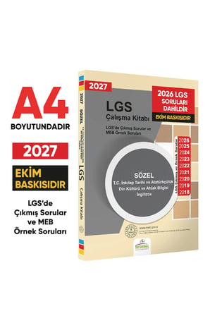 2027 LGS 8.Sınıf Çıkmış ve MEB Örnek Soruları Tarih-Din-İng Sözel Çalışma Kitabı A4 RENKLİ Baskı