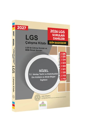 2027 LGS 8.Sınıf Çıkmış ve MEB Örnek Soruları Tarih-Din-İng Sözel Çalışma Kitabı A4 RENKLİ Baskı