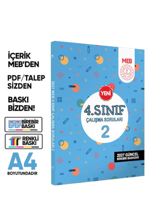 2027 MEB İlkokul 4.Sınıf Çalışma Soruları 2 Tüm Dersler Kazanım Pekiştirme Kitabı BASKI ÜCRETİ