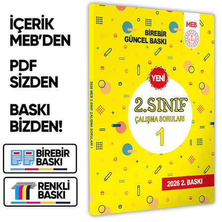 2026 MEB İlkokul 2.Sınıf Çalışma Soruları 1 Tüm Dersler Kazanım Pekiştirme Kitabı BASKI ÜCRETİ
