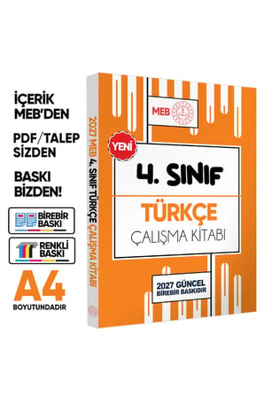 2027 MEB ÖDM İlkokul 4.Sınıf TÜRKÇE Çalışma Kitabı Alıştırmalı/Etkinlikli Soru Bankası BASKI ÜCRETİ