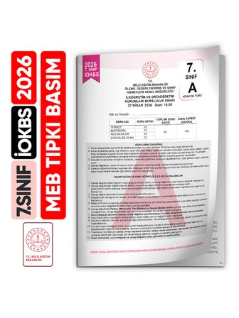 2026 7.Sınıf İOKBS BURSLULUK MEB Tıpkı Basım Çıkmış Soru Kitapçığı Video/PDF Çözümlü Türkiye Geneli
