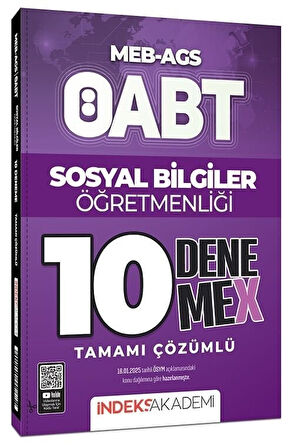 İndeks Akademi 2025 ÖABT MEB-AGS Sosyal Bilgiler Öğretmenliği 10 DenemeX Çözümlü İndeks Akademi Yayıncılık
