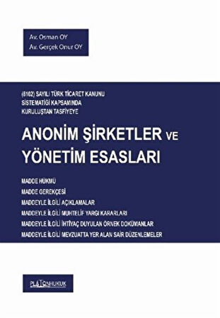 Anonim Şirketler ve Yönetim Esasları / Avukat Osman Oy