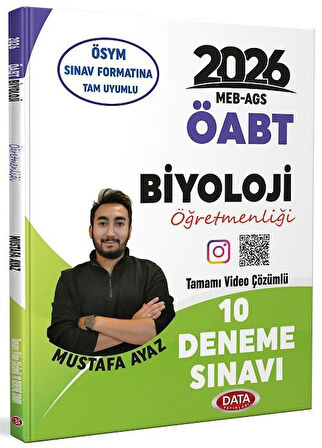 Data 2026 ÖABT MEB-AGS Biyoloji Öğretmenliği 10 Deneme Çözümlü - Mustafa Ayaz Data Yayınları