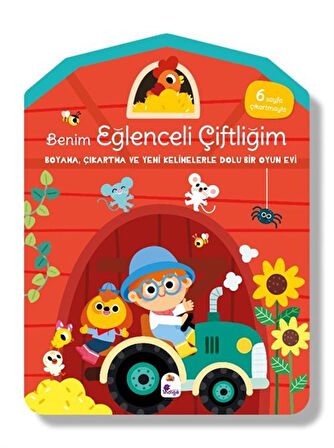 Benim Eğlenceli Çiftliğim Boyama, Çıkartma ve Yeni Kelimelerle Dolu Bir Oyun Evi (6 Sayfa Çıkartmasıyla)