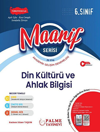 6. Sınıf Maarif Serisi Din Kültürü Ve Ahlak Bilgisi Haftalık Deneme Palme Yayınları