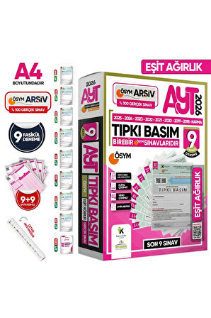 2026 AYT Eşit Ağırlık (TM) ÖSYM Çıkmış Soru Tıpkı Basım 9lu Deneme Paketi Türkiye Geneli Çözümlü SET