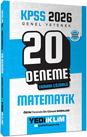 Yediiklim Yayınları KPSS 2026 Genel Yetenek Matematik Tamamı Çözümlü 20 Deneme