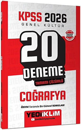 Yediiklim 2026 KPSS Coğrafya 20 Deneme Çözümlü Yediiklim Yayınları