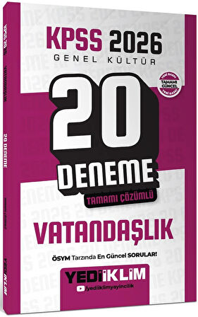 Yediiklim KPSS 2026 Genel Kültür Vatandaşlık Tamamı Çözümlü 20 Deneme