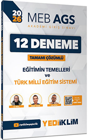 Yediiklim 2026 MEB AGS Eğitimin Temelleri Ve Türk Milli Eğitim Sistemi Tamamı Çözümlü 12 Deneme