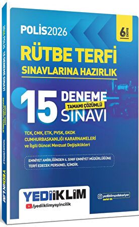 Yediiklim 2026 Polis Rütbe Terfi Sınavlarına Hazırlık Tamamı Çözümlü 15 Deneme Sınavı