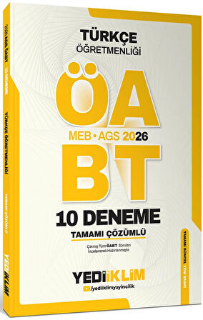 Yediiklim Yayınları AGS ÖABT Türkçe Öğretmenliği Tamamı Çözümlü 10 Deneme Sınavı