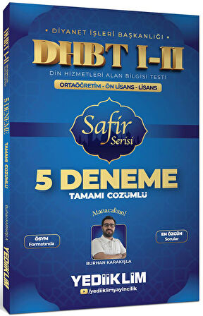 Yediiklim DHBT I-II Ortaöğretim Ön Lisans Lisans Safir Serisi Tamamı Çözümlü 5 Deneme Sınavı