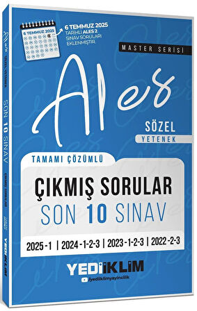 Yediiklim ALES Master Serisi Sözel Yetenek Tamamı Çözümlü Son 10 Sınav Çıkmış Sorular 