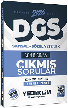 Yediiklim 2026 DGS Prestij Serisi Sayısal Sözel Yetenek Tamamı Çözümlü Son 5 Sınav Çıkmış Sorular