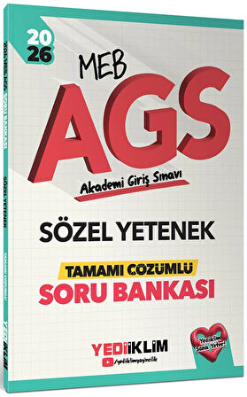 Yediiklim Yayınları 2026 MEB AGS Sözel Yetenek Tamamı Çözümlü Soru Bankası