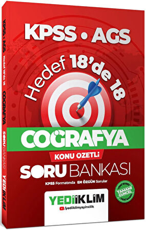 Yediiklim Yayınları KPSS AGS Coğrafya Hedef 18 de 18 Konu Özetli Soru Bankası