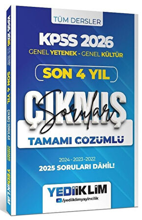 Yediiklim 2026 KPSS Genel Yetenek Genel Kültür Çıkmış Sorular Son 4 Yıl Çözümlü Yediiklim Yayınları