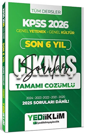 Yediiklim 2026 KPSS Genel Yetenek Genel Kültür Çıkmış Sorular Son 6 Yıl Çözümlü Yediiklim Yayınları