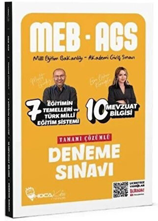 MEB-AGS Eğitimin Temelleri ve Türk Milli Eğitim Sistemi ve Mevzuat Bilgisi 17 Deneme Çözümlü