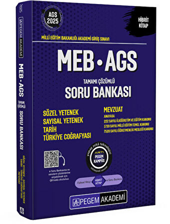 2025 MEB-AGS Sözel Yetenek-Sayısal Yetenek-Tarih-Türkiye Coğrafyası-Mevzuat Tamamı Çözümlü Soru Bank