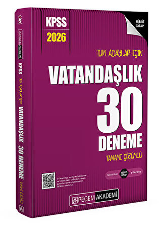 Pegem 2026 KPSS Tüm Adaylar İçin Vatandaşlık 30 Deneme Çözümlü Pegem Akademi Yayınları