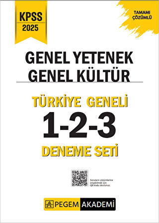 Pegem 2025 KPSS Genel Yetenek Genel Kültür Türkiye Geneli 3 Deneme Çözümlü (1-2-3) Pegem Yayınları
