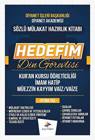 Dizgi Kitap Diyanet İşleri Başkanlığı Hedefim Din Görevlisi Sözlü Mülakat Konu Anlatımı Hazırlık