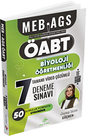 2025 MEB AGS ÖABT Biyoloji Öğretmenliği Tamamı Video Çözümlü 7 Deneme Sınavı Dizgi Kitap