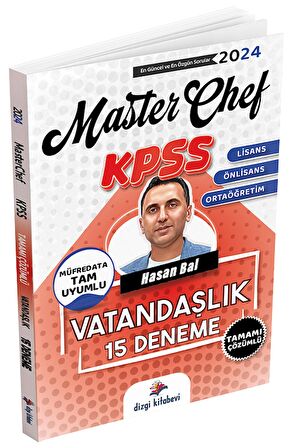 Dizgi Kitap 2024 KPSS Vatandaşlık Master Chef 15 Deneme Çözümlü - Hasan Bal Dizgi Kitap