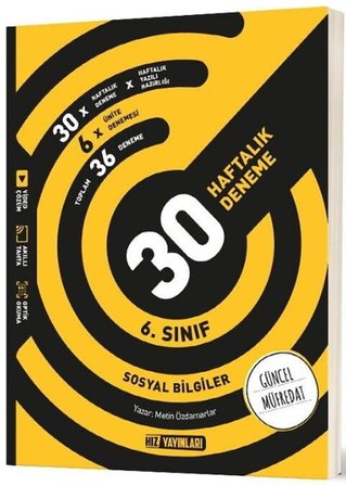 6. Sınıf Sosyal Bilgiler 30 Haftalık Kazanım Denemeleri Hız Yayınları