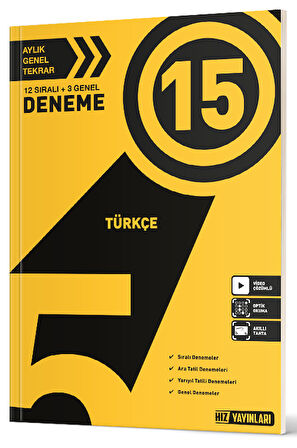 Hız Yayınları 5. Sınıf Türkçe 15 Deneme Hız Yayınları