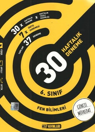 6. Sınıf Fen Bilimleri 30 Haftalık Kazanım Denemeleri Hız Yayınları