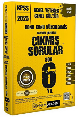 Pegem 2025 KPSS Genel Yetenek Genel Kültür Çıkmış Sorular Son 6 Yıl Konu Konu Çözümlü Pegem Akademi