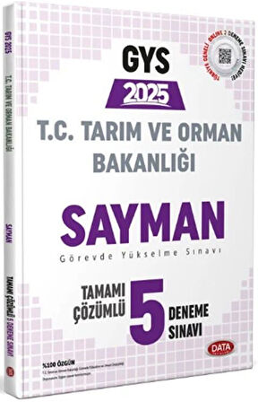 Data 2025 GYS Tarım ve Orman Bakanlığı Sayman 5 Deneme Çözümlü Görevde Yükselme Data Yayınları