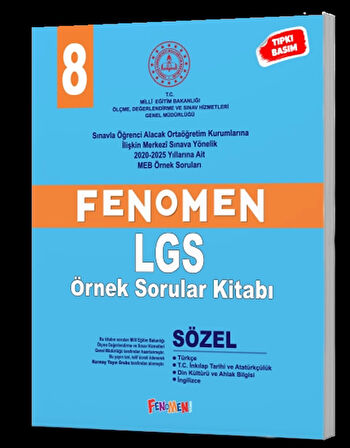 Fenomen Yayınları 8.Sınınf Lgs MEB Sözel Örnek Sorular