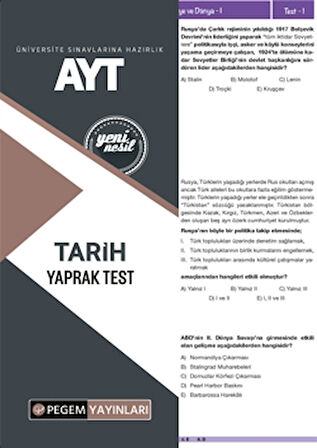 AYT Tarih Yaprak Test