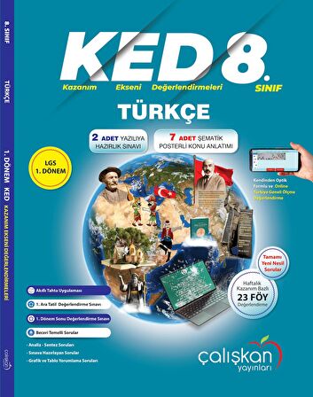 Çalışkan 8. Sınıf Lgs 1. Dönem Türkçe Kazanım Ekseni Deneme 2023