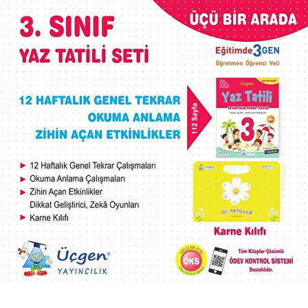 Üçgen Yayınları 3. Sınıf Yaz Tatili 12 Haftalık Tekrar+ Deneme