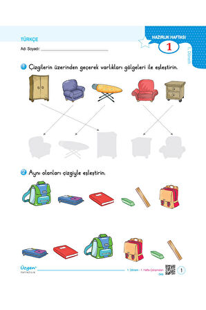 1.Sınıf - Hafta Sonu - 1. Dönem - Ödev ve Çalışma Yaprakları 18 Hafta