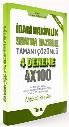 İdari Hakimlik Sınavına Hazırlık Tamamı Çözümlü 4 Deneme