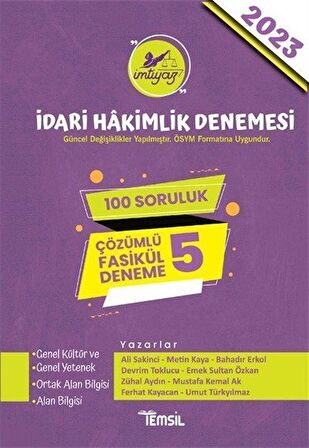 İmtiyaz İdari Hakimlik Denemesi Çözümlü 5 Deneme / Kolektif