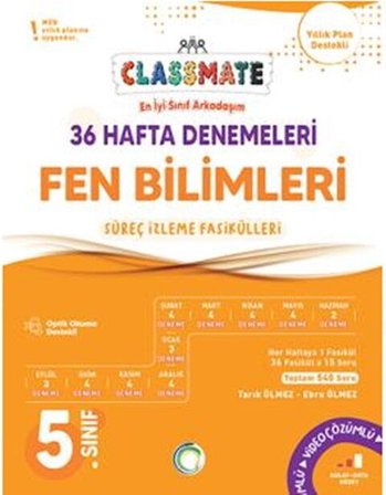5. Sınıf Fen Bilimleri Classmate 36 Hafta Denemeleri Okyanus Yayınları